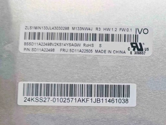 M133NW4J R3 IVO 13.3&quot; 1920 ((RGB) × 1200, 300 cd/m2 Tampilan LCD INDUSTRIAL