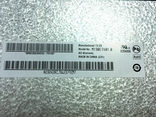 M190ETN01.0 AUO 19.0&quot; 1280 ((RGB) ×1024, 250 cd/m2 Tampilan LCD INDUSTRIAL
