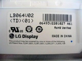 LB064V02-TD01 6,4 inci 640×480 250 cd/m2 Sudut pandang 65/65/50/60 TFT-LCD, LCM