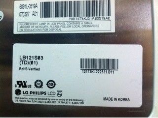 LB121S03-TD01 12.1 Inch 800 ((RGB) × 600 400 cd/m2 Frekuensi 60Hz TFT-LCD, LCM